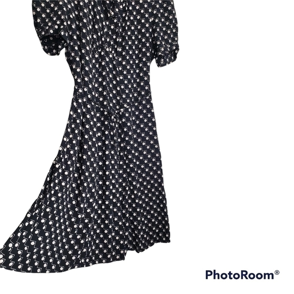 Polka dot print black short sleeve midi dress - Picture 8 of 12